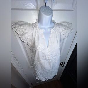 Vineyard Vines Women’s X Small White Eyelet Seashell Flutter Sleeve Tank Top XS